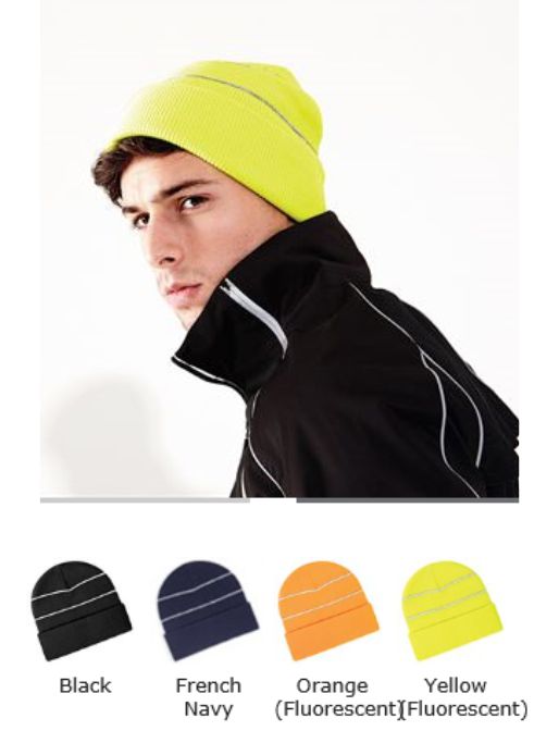 Beechfield BB42 high-Viz Knitted Striped hat - Click Image to Close